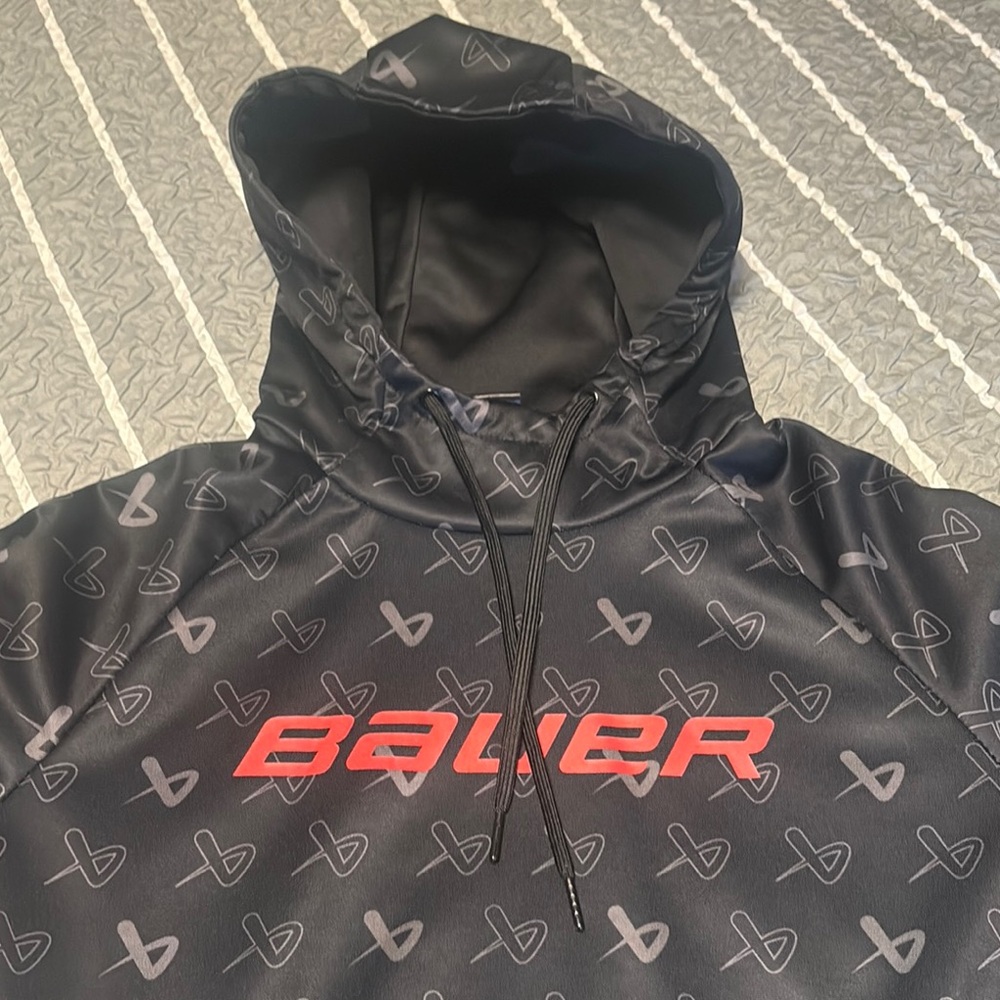 Bauer Black Hoodie with Red Logo